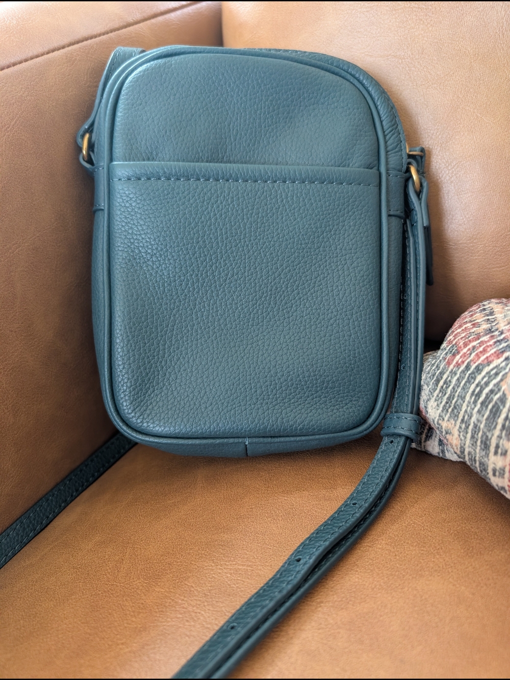 Genuine Leather Crossbody By American Leather Company Teal - Picture 6 of 8